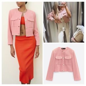 Zara Pink Cropped Blazer